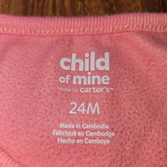 5 For $25 Carter's Pink Fleece Crew Neck Ruffle Sweatshirt With Foxes Baby 24M - Picture 2 of 4